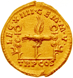 Roman coin commemorating Legio XIV Gemina